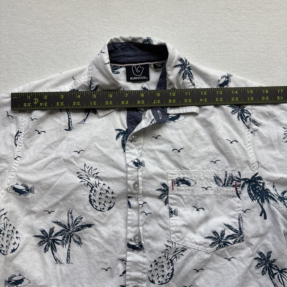 Burnside‎ Men Hawaiian Shirt Medium Short Sleeve Palm Tree Pineaple Fish - Picture 9 of 14